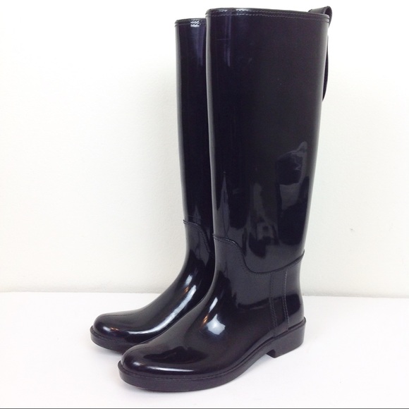Coach Tall Glossy Black Rain Boots - N1285